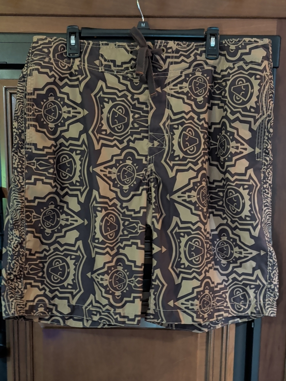 Old Navy Brown & Tan Geometric Men's Swim Trunks
